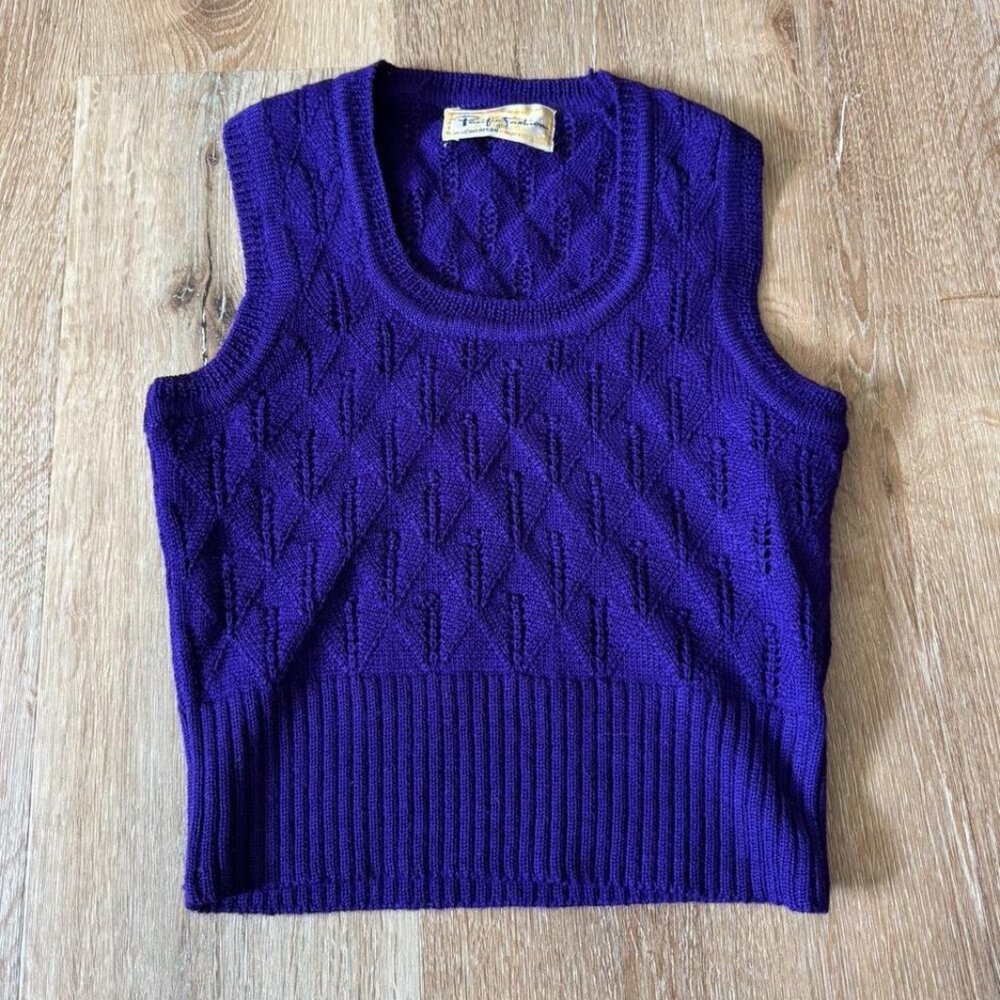 Purple vintage sweater vest knitwear Size XS/S
